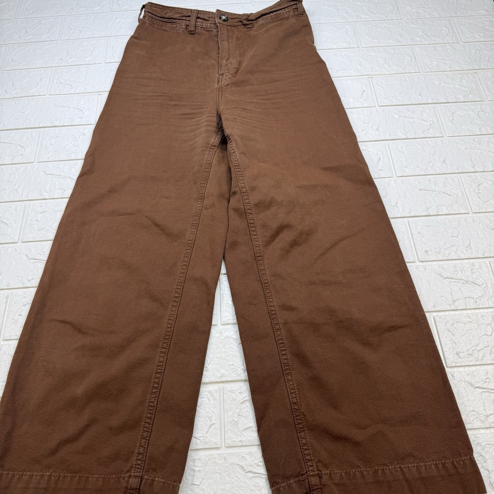 We the Free Wide Leg High Rise Cropped Pants Brown Cotton Canvas Size 25